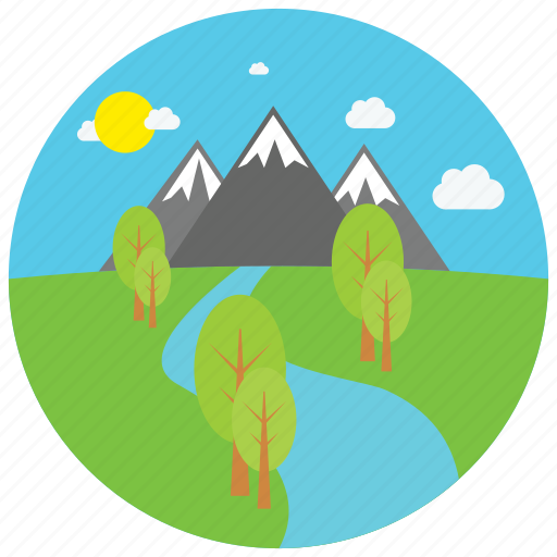 Day, locations, mountain, park, places, river, trees icon - Download on Iconfinder