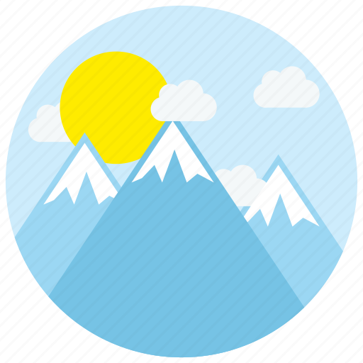 Clouds, icecaps, locations, mountains, places, sun icon - Download on Iconfinder