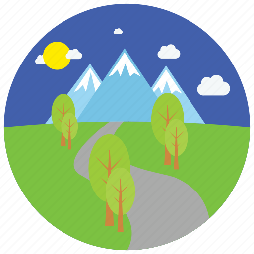 Locations, moon, mountains, night, park, places, trees icon - Download on Iconfinder