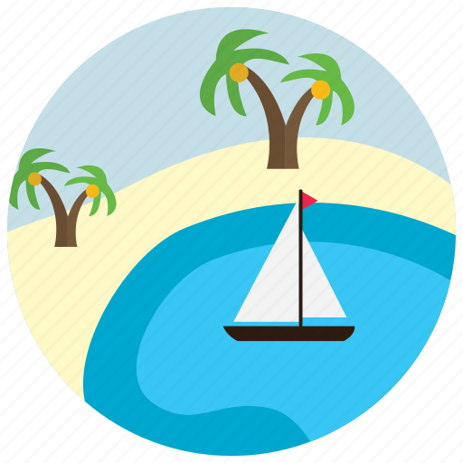 Boat, lake, oasis, places, sand, palm, tree icon - Download on Iconfinder