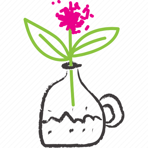 Carafa, flower, pink, vase, sketch icon - Download on Iconfinder