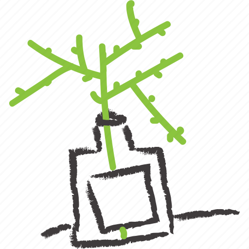 Bottle, green, nature, plant, stick, vase, sketch icon - Download on Iconfinder