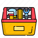 box, plumbing, repair, service, tool kit, tools, worker 