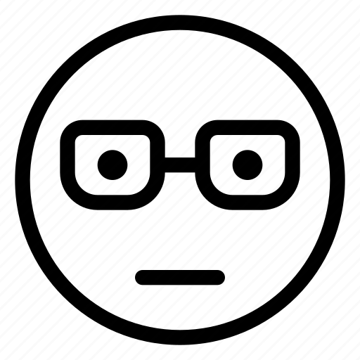 Emoticons, geek, glasses, nerd, serious icon - Download on Iconfinder