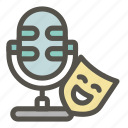 comedy, theatre mask, broadcast, voice recorder, podcast, entertainment, communications, microphone, radio