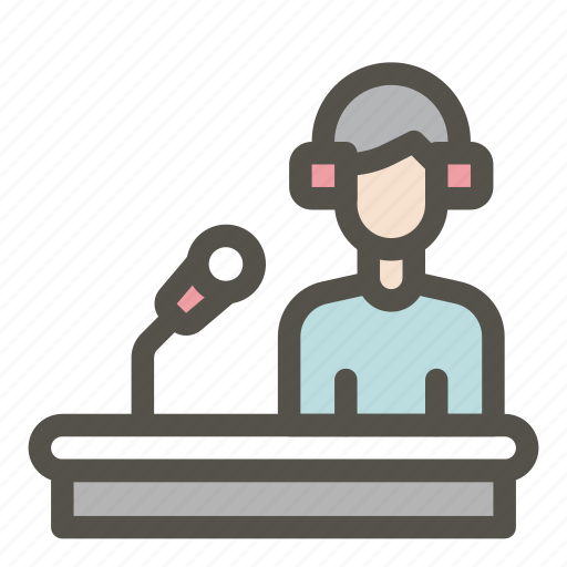 Podcast, podcaster, professions and jobs, broadcaster, mic, band, audio icon - Download on Iconfinder