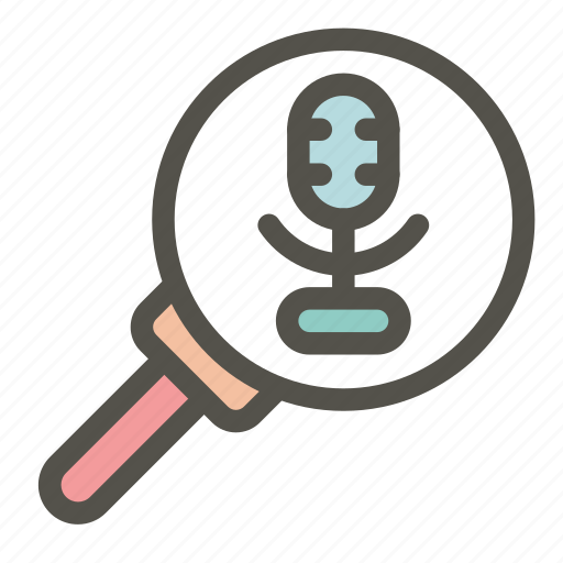 Search, podcast, audio, communications, magnifying glass, microphone, radio icon - Download on Iconfinder