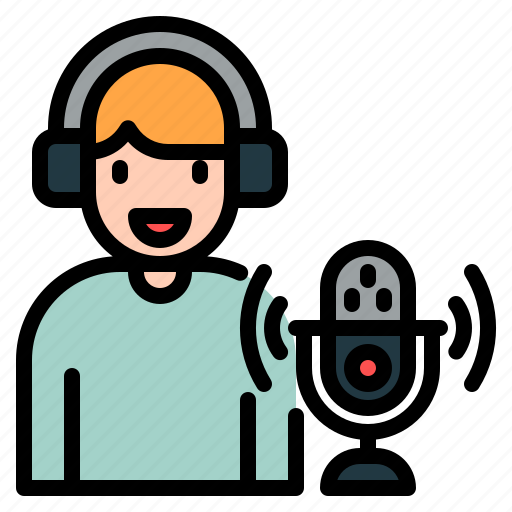 Podcaster, podcast, microphone, radio, broadcasting, news, online icon - Download on Iconfinder