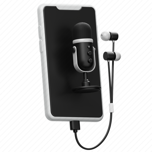 Audio player, mobile, podcast, microphone, voice, speech, sound 3D illustration - Download on Iconfinder