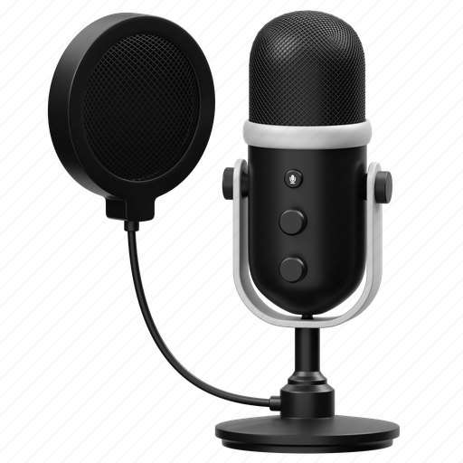 Microphone, podcast, multimedia, sound, voice, recording, audio 3D illustration - Download on Iconfinder