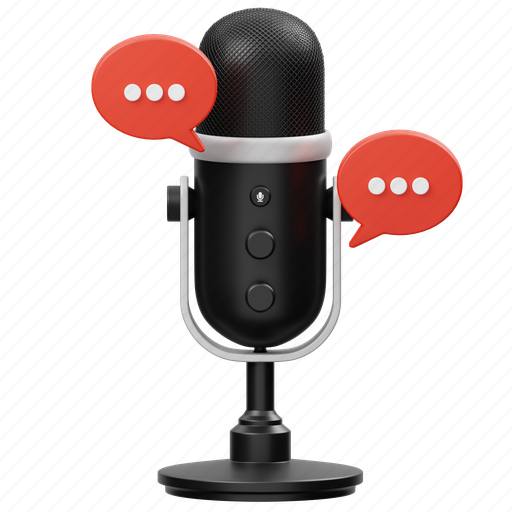 Podcast, talk, chat, communication, microphone, audio, streaming 3D illustration - Download on Iconfinder
