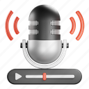 play, microphone, record, button, voice, recording, podcast 
