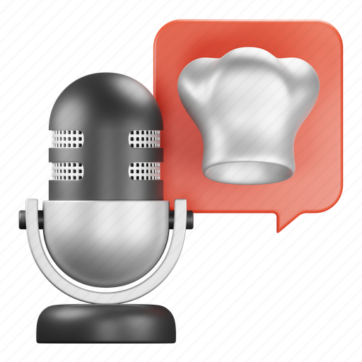 Culinary, microphone, voice, recording, chef, podcast 3D illustration - Download on Iconfinder