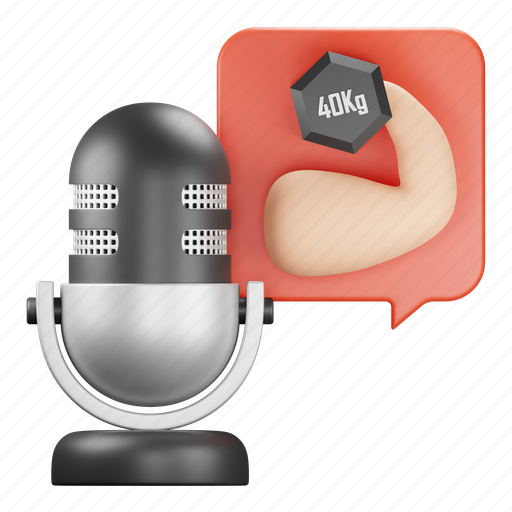 Gym, microphone, voice, recording, healthy, podcast 3D illustration - Download on Iconfinder