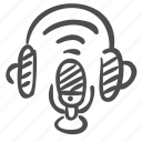 podcast, radio, microphone, headphones, streaming, favorite, communications, broadcast, headphone
