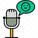 comedy, podcast, humor, audio, microphone, bubble, chat, mask, icon