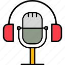 headphones, podcasting, podcast, listening, microphone, talking, icon