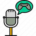 joystick, game, bubble, chat, gaming, podcast, audio, icon