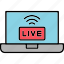 live, streaming, computer, laptop, vlog, icon 