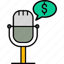 money, podcast, mic, microphone, recording, finance, icon