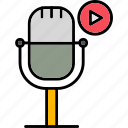 play, podcast, mic, microphone, player, icon