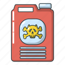 canister, cartoon, chemical, gallon, logo, object, red
