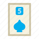 five of spades, poker card, poker, card game, playing cards, gambling, game, gaming