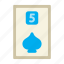 five of spades, poker card, poker, card game, playing cards, gambling, game, gaming 