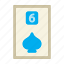 six of spades, poker card, poker, card game, playing cards, gambling, game, gaming