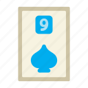 nine of spades, poker card, poker, card game, playing cards, gambling, game, gaming