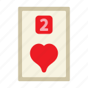 two of hearts, poker card, poker, card game, playing cards, gambling, game, gaming