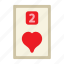 two of hearts, poker card, poker, card game, playing cards, gambling, game, gaming 