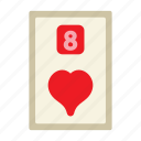 eight of hearts, poker card, poker, card game, playing cards, gambling, game, gaming