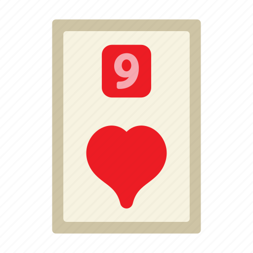 Nine of hearts, poker card, poker, card game, playing cards, gambling, game icon - Download on Iconfinder
