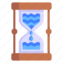 time flows, hourglass water, sandglass, timer, water dripping