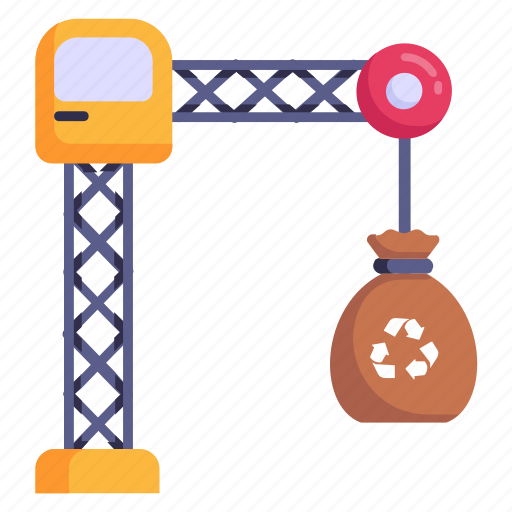 Crane lifting, recycling bag, tower crane, crane, recycling icon - Download on Iconfinder