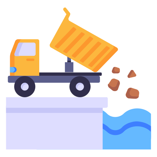 Water waste, contaminated water, construction waste, dump truck, tip truck icon - Download on Iconfinder