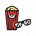 popcorn, cinema, glasses, corn, pop, white