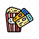 popcorn, tickets, cinema, corn, pop, white