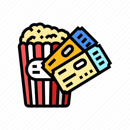 Popcorn, tickets, cinema, corn, pop, white icon - Download on Iconfinder
