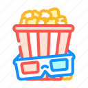 popcorn, cinema, glasses, food, snack, movie