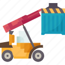 forklift, container, crane, truck, industrial