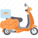 scooter, motorcycle, delivery, postman, vehicle