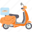 scooter, motorcycle, delivery, postman, vehicle 