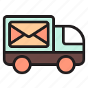 truck, delivery, mail, letter, postal, service, transport, transportation