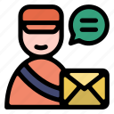 postman, profession, occupation, delivery, speech bubble
