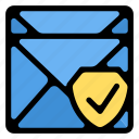 protection, mail, secure, envelope, check mark