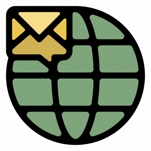Worldwide, mail, earth globe, world grid, envelope icon - Download on Iconfinder