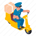postman, scooter, box 
