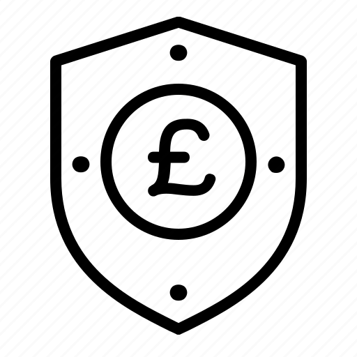 Pound, sterling, shield, safe, secure, guarantee, protection icon - Download on Iconfinder
